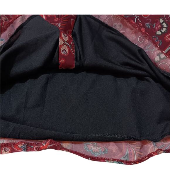 Ruffled Victorian Style Blouse Top LG Ruffles Feminine Retro‎ Burgundy Peacock - Picture 7 of 10